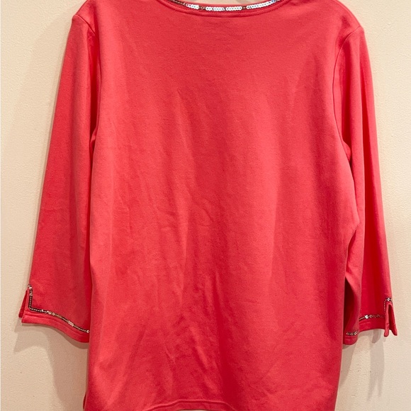 Quacker Factory Long Sleeve Tee Top with Sequins - Picture 6 of 7